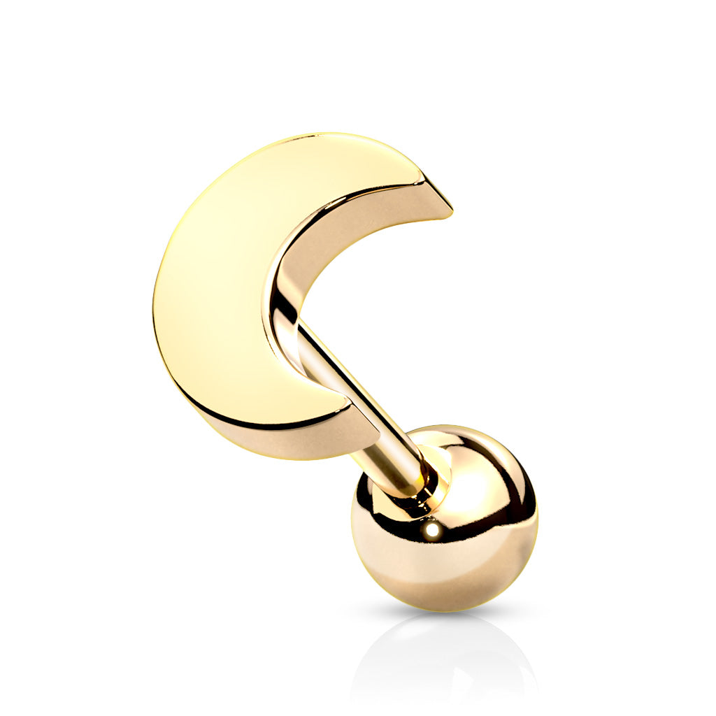 Gold Moon Tragus Cartilage Earring 16g