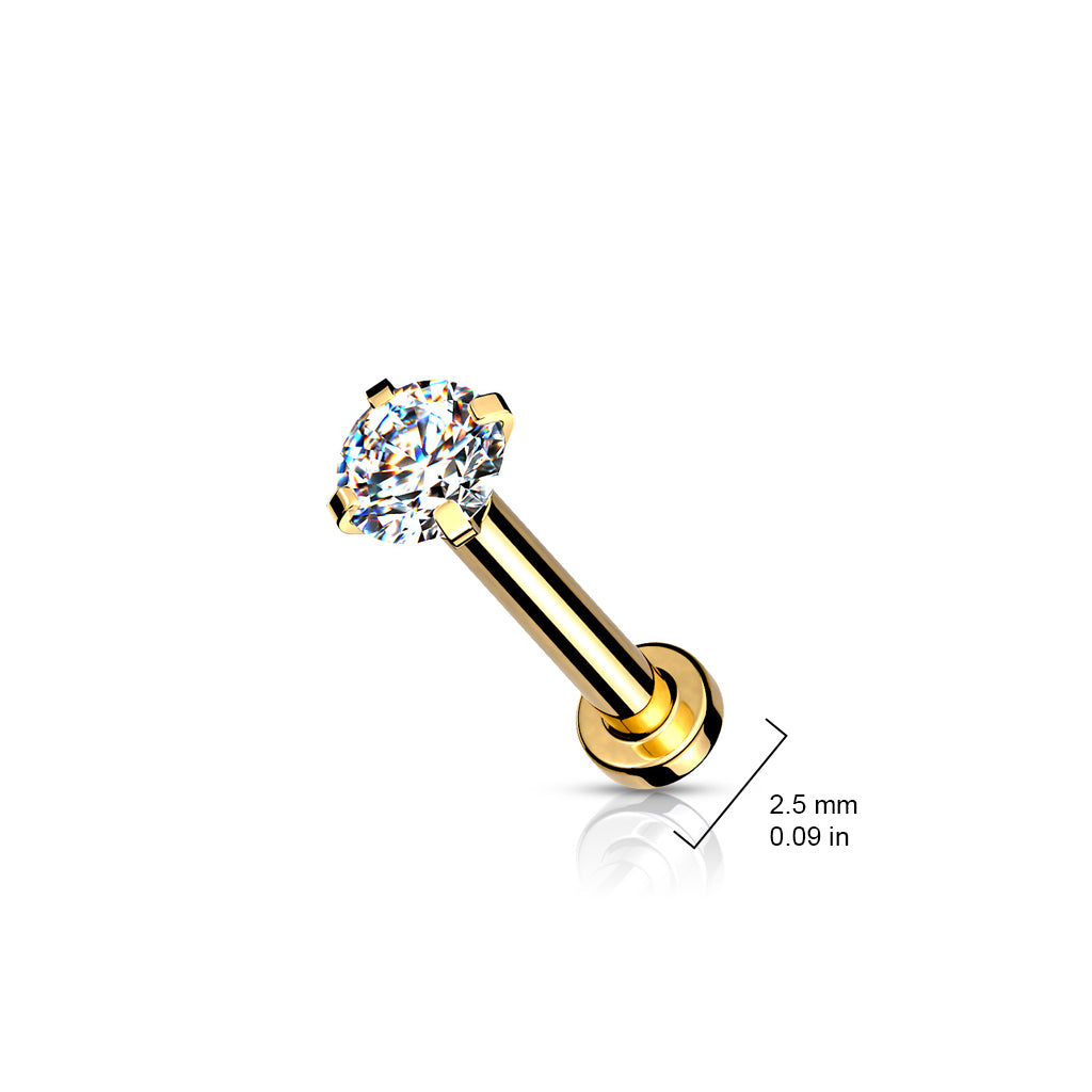 Gold Prong Set Vitrail Medium Gem Flat Back Earring Dimensions