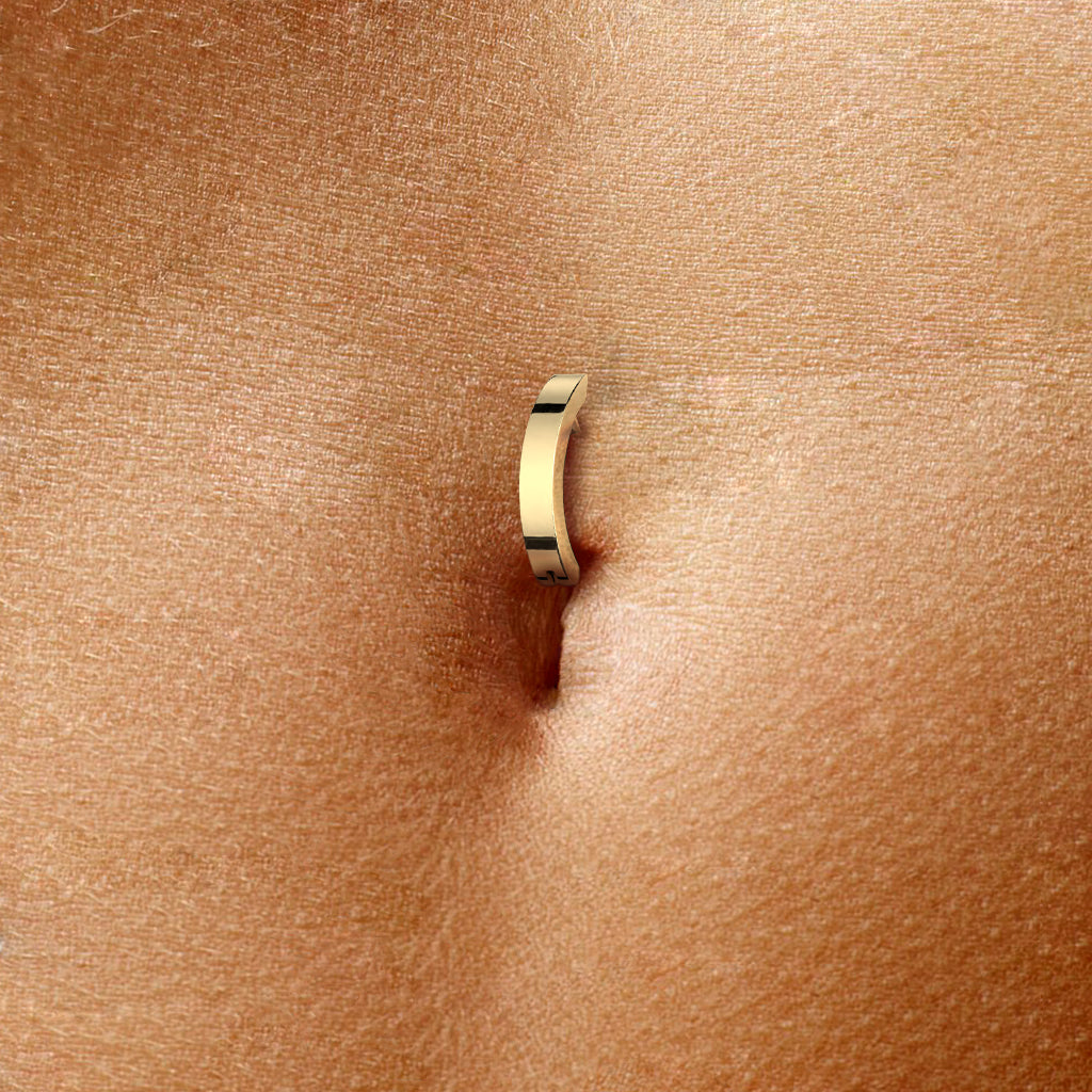 Gold Solid Hinged Clicker Belly Button Ring worn