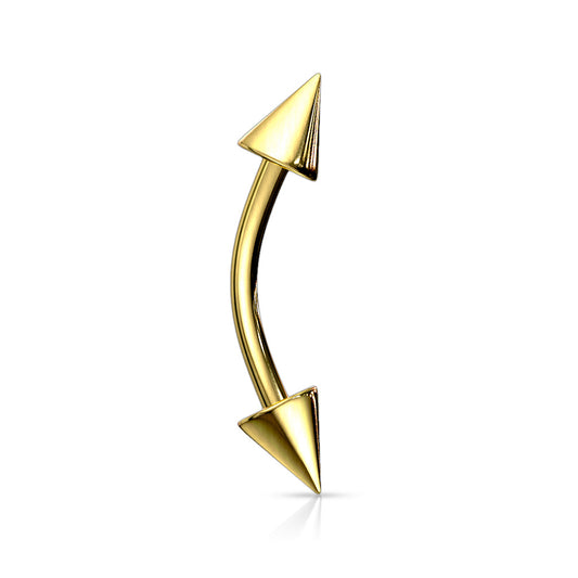 Gold Steel Curved Barbell with Spike 16g