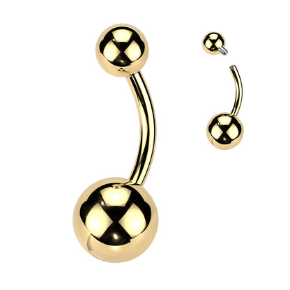 Gold Titanium Belly Button Barbell - Internally Threaded
