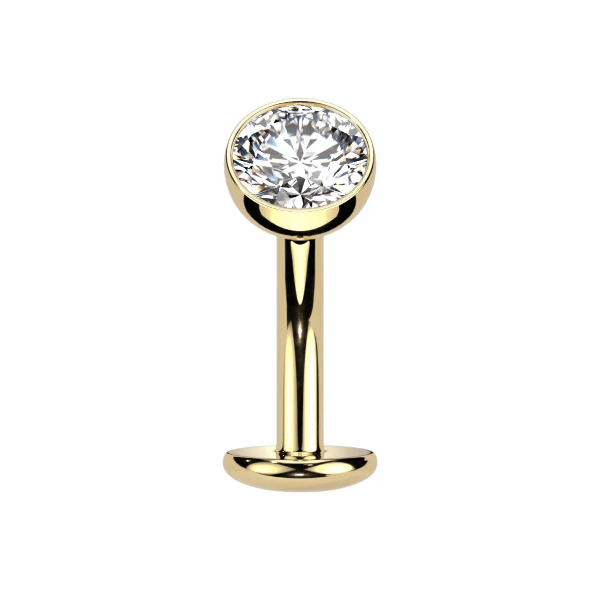 Gold Titanium Gem Floating Belly Button Ring