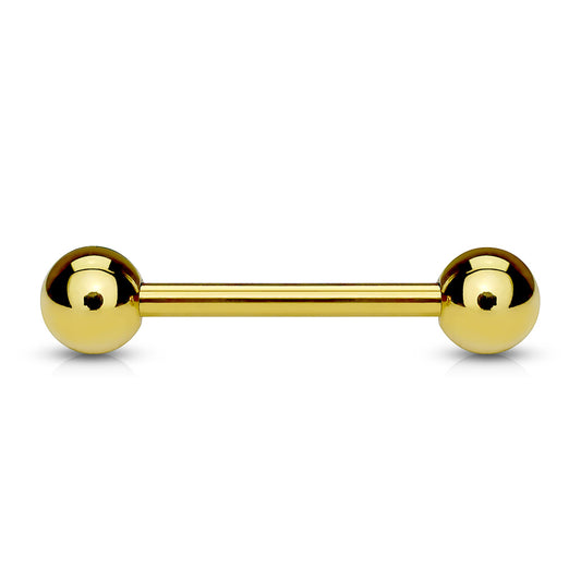 Gold Titanium IP Straight Tongue Nipple Barbell Single