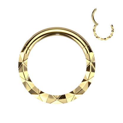 Gold X Faceted Hinged Clicker Ring 16g
