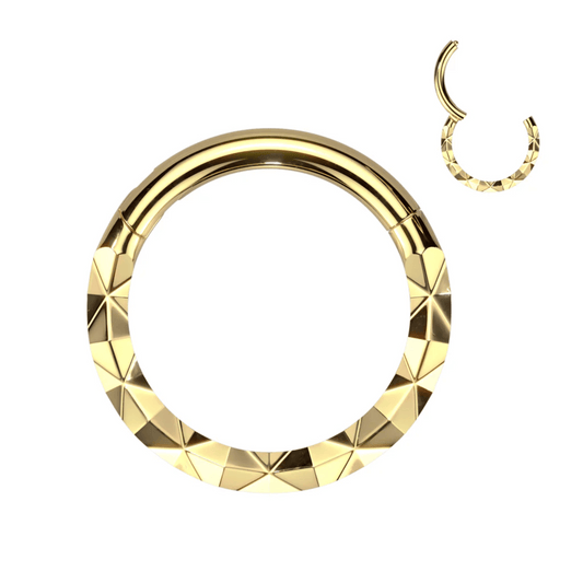 Gold X Faceted Hinged Clicker Ring 16g