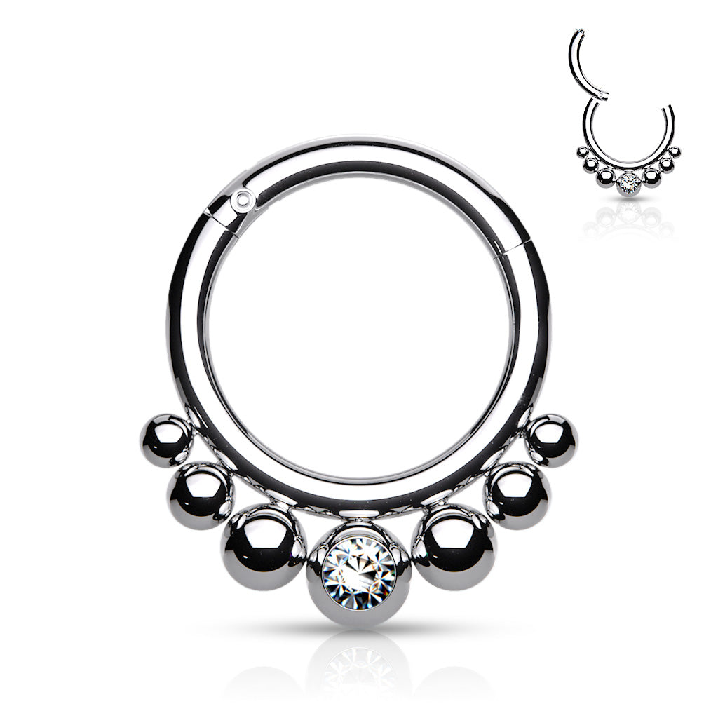 Graduated Balls Silver Hinged Clicker Ring 16g