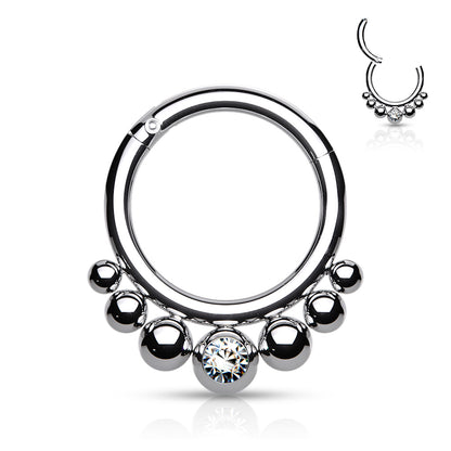 Graduated Balls Silver Hinged Clicker Ring 16g