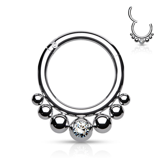 Graduated Balls Silver Hinged Clicker Ring 16g