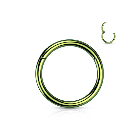 Green PVD Hinged Clicker Ring 