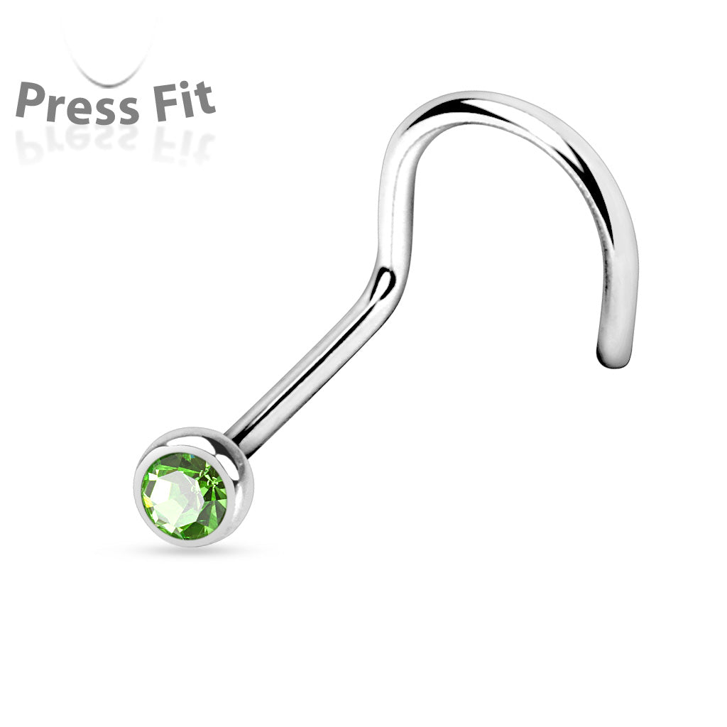 Green Press Fit Gem Steel Nose Screw