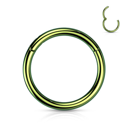 Green Titanium Hinged Clicker Ring