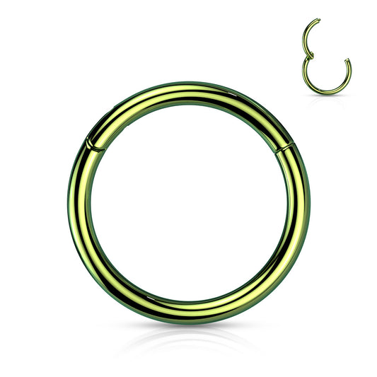 Green Titanium Hinged Clicker Ring