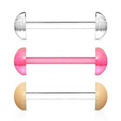 Half Ball Bioflex Tongue Piercing Retainer 14g