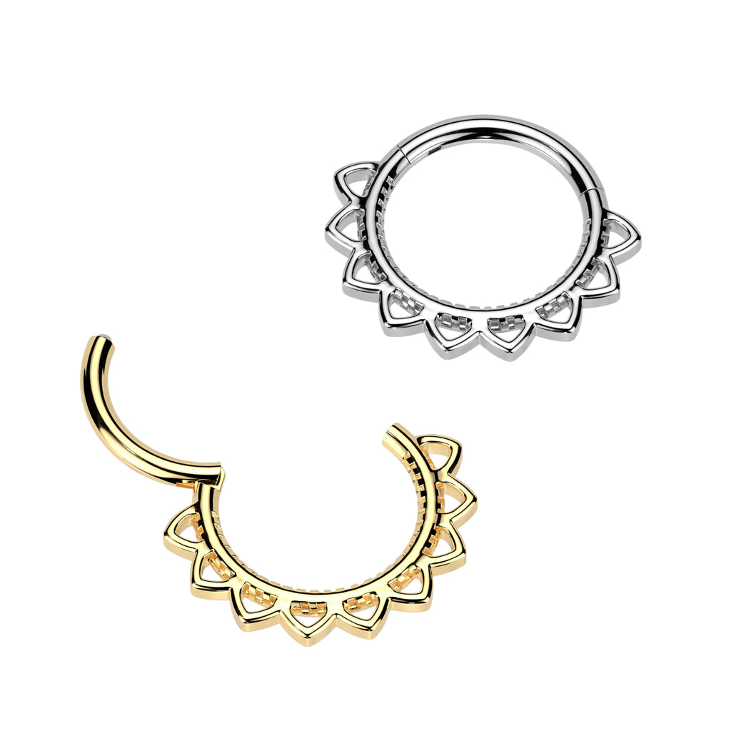 Heart Filigree Hinged Clicker Ring 16g