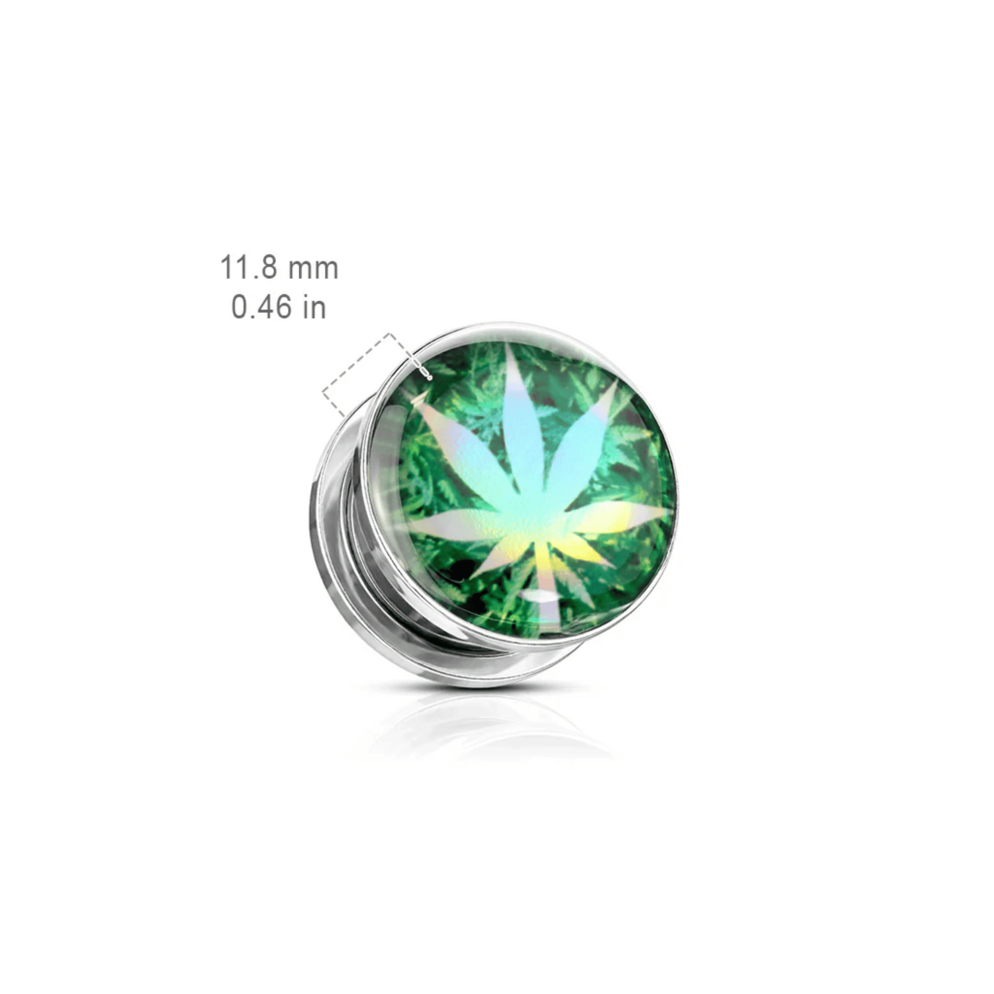 Hologram Pot Leaf Screw Fit Ear Tunnel dimensions