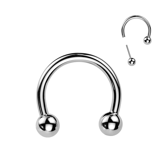 Titanium Silver Threadless Circular Horseshoe with Ball