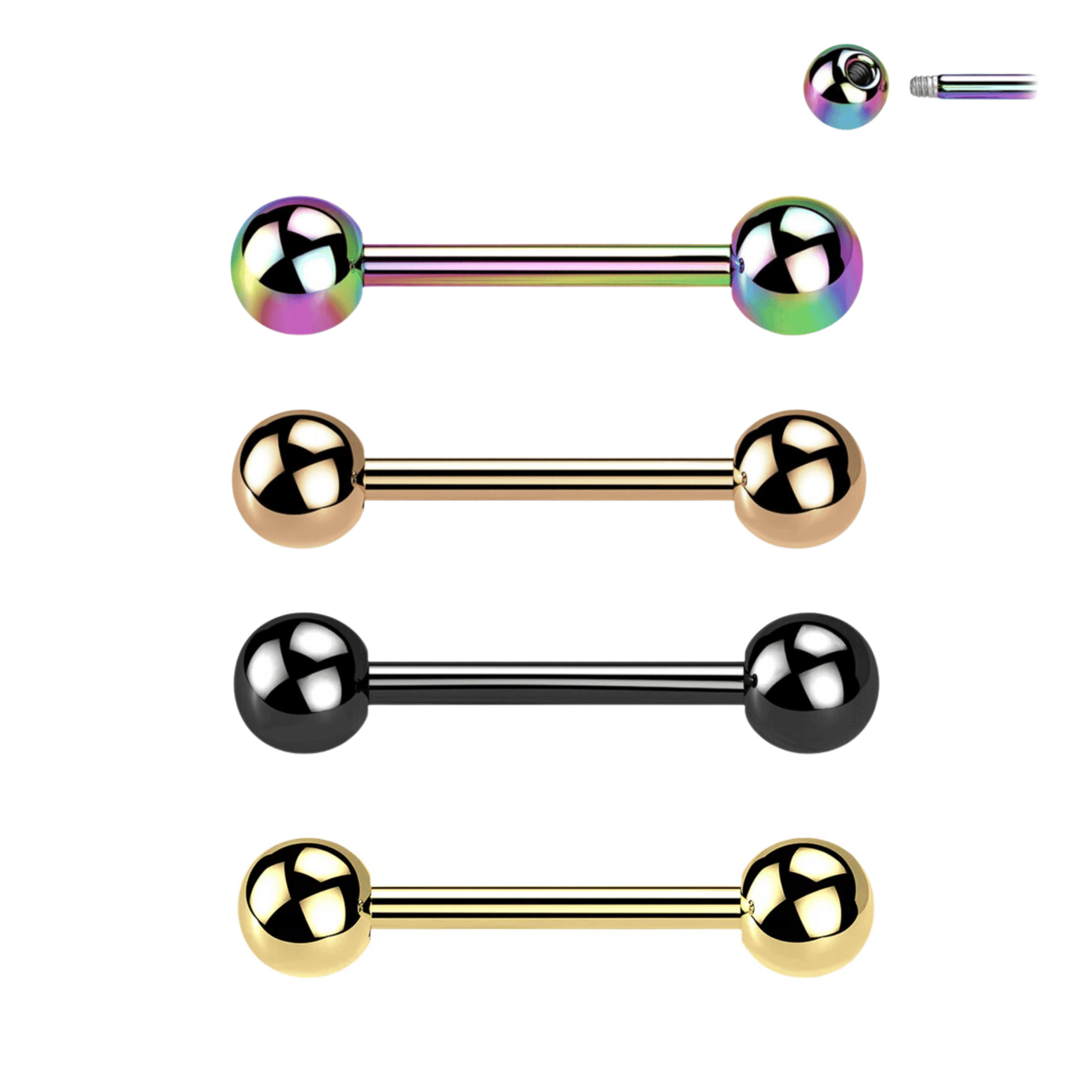 Implant Grade Titanium PVD Colour Straight Externally Threaded Barbell