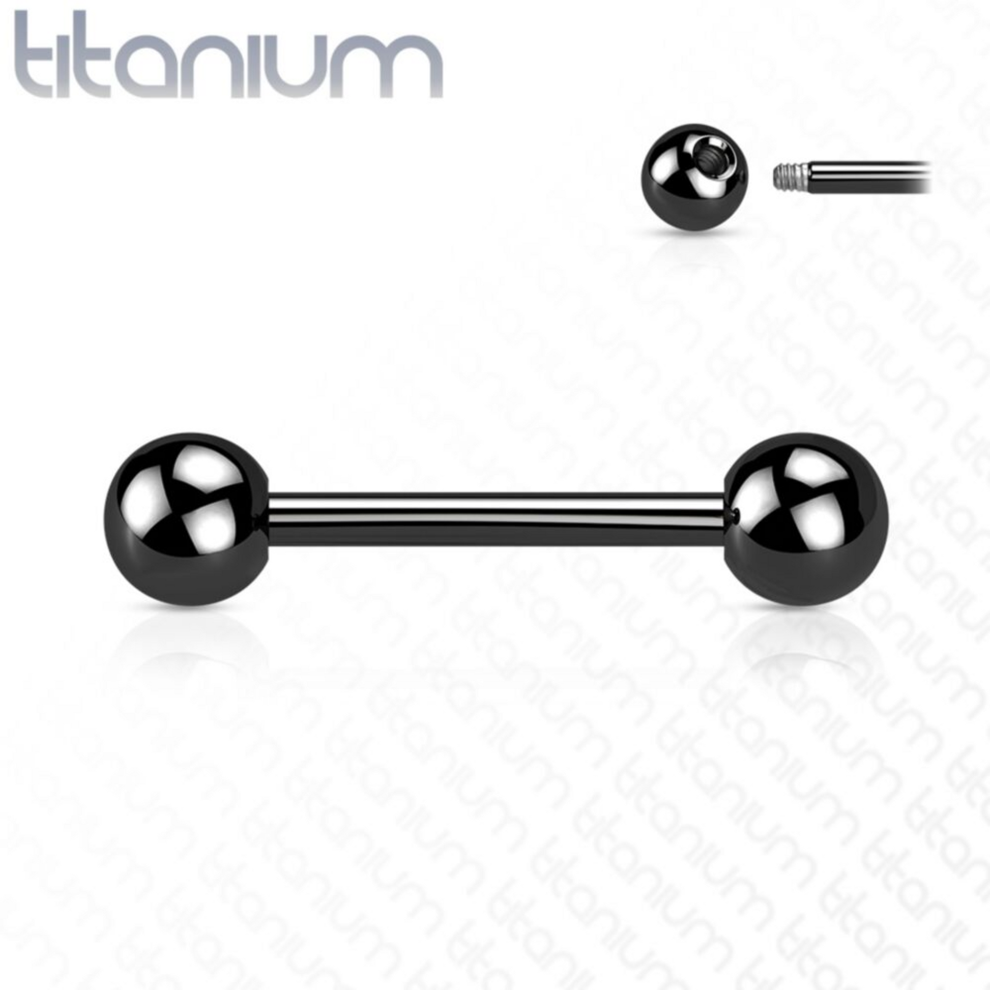 Implant Grade Titanium PVD Colour Straight Externally Threaded Barbell Black