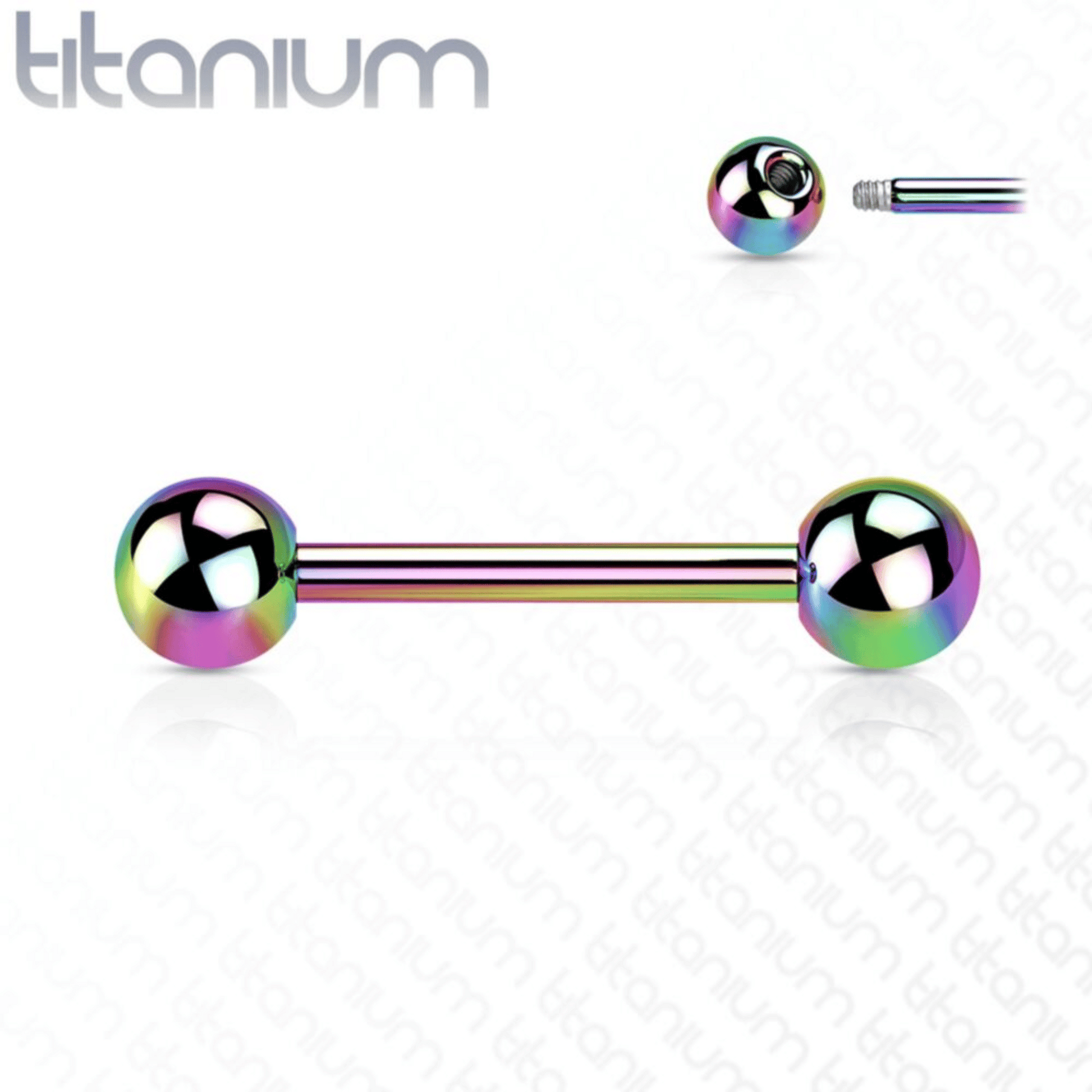 Implant Grade Titanium PVD Colour Straight Externally Threaded Barbell Rainbow