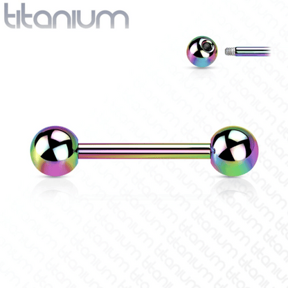 Implant Grade Titanium PVD Colour Straight Externally Threaded Barbell Rainbow