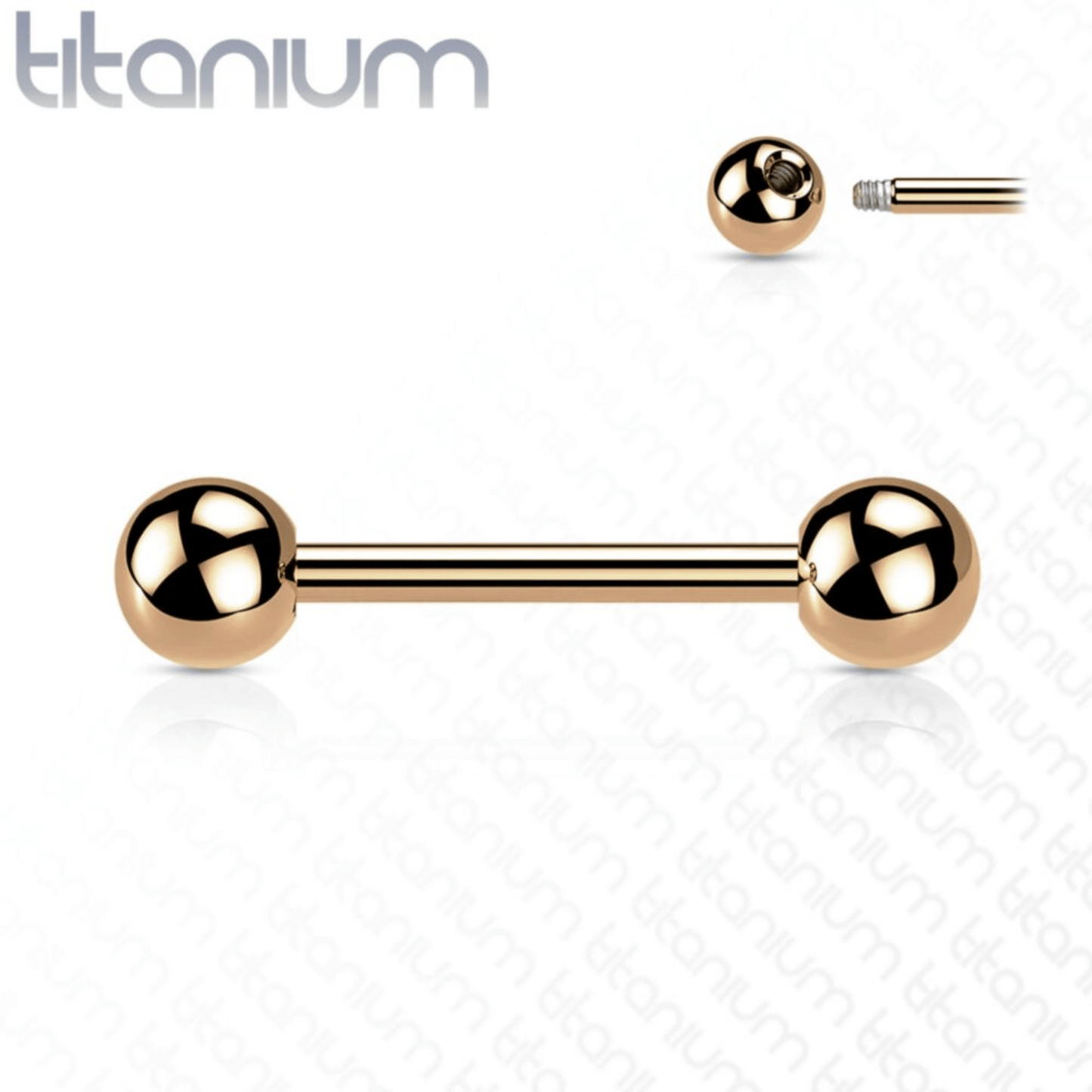 Implant Grade Titanium PVD Colour Straight Externally Threaded Barbell Rose Gold