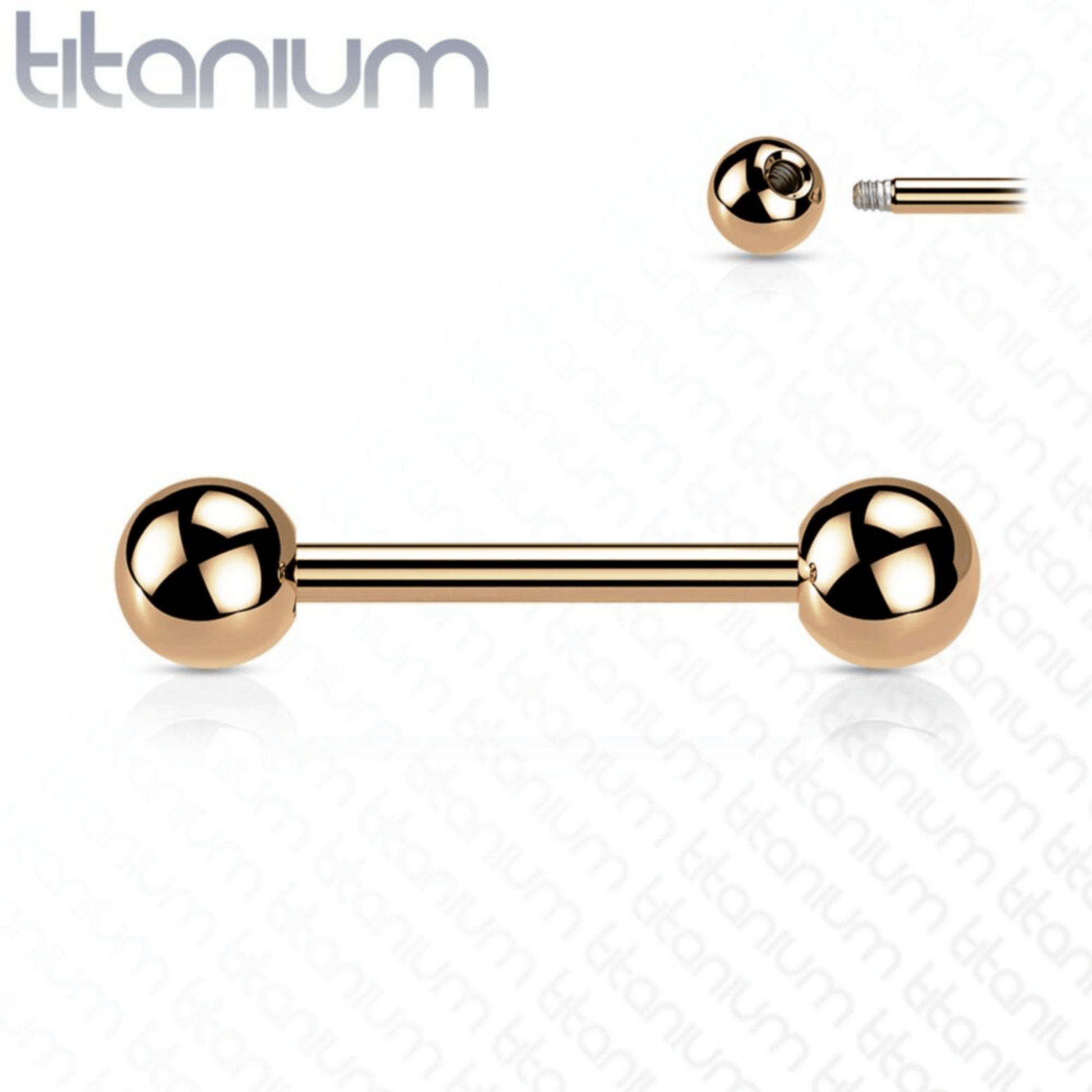 Implant Grade Titanium PVD Colour Straight Externally Threaded Barbell Rose Gold