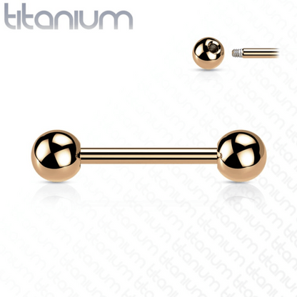 Implant Grade Titanium PVD Colour Straight Externally Threaded Barbell Rose Gold
