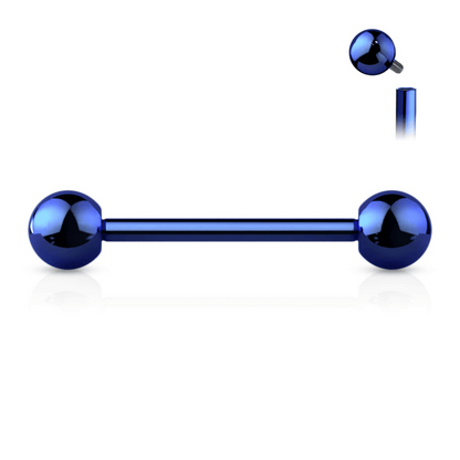 Implant Grade Titanium PVD Colour Straight Internally Threaded Barbell Blue