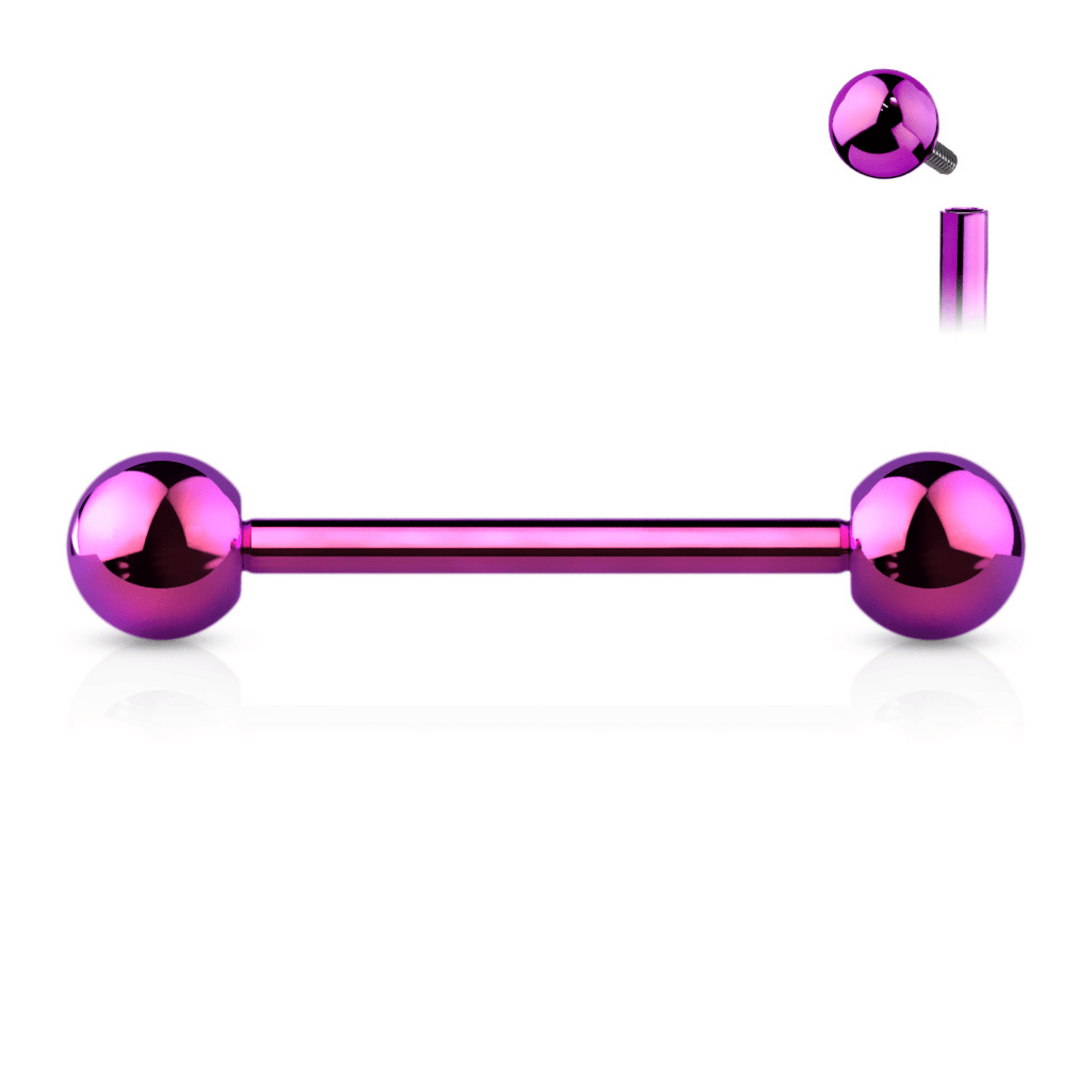 Implant Grade Titanium PVD Colour Straight Internally Threaded Barbell Purple