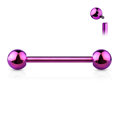 Implant Grade Titanium PVD Colour Straight Internally Threaded Barbell Purple