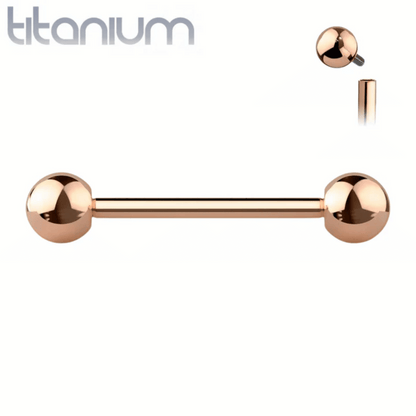 Implant Grade Titanium PVD Colour Straight Internally Threaded Barbell Rose Gold