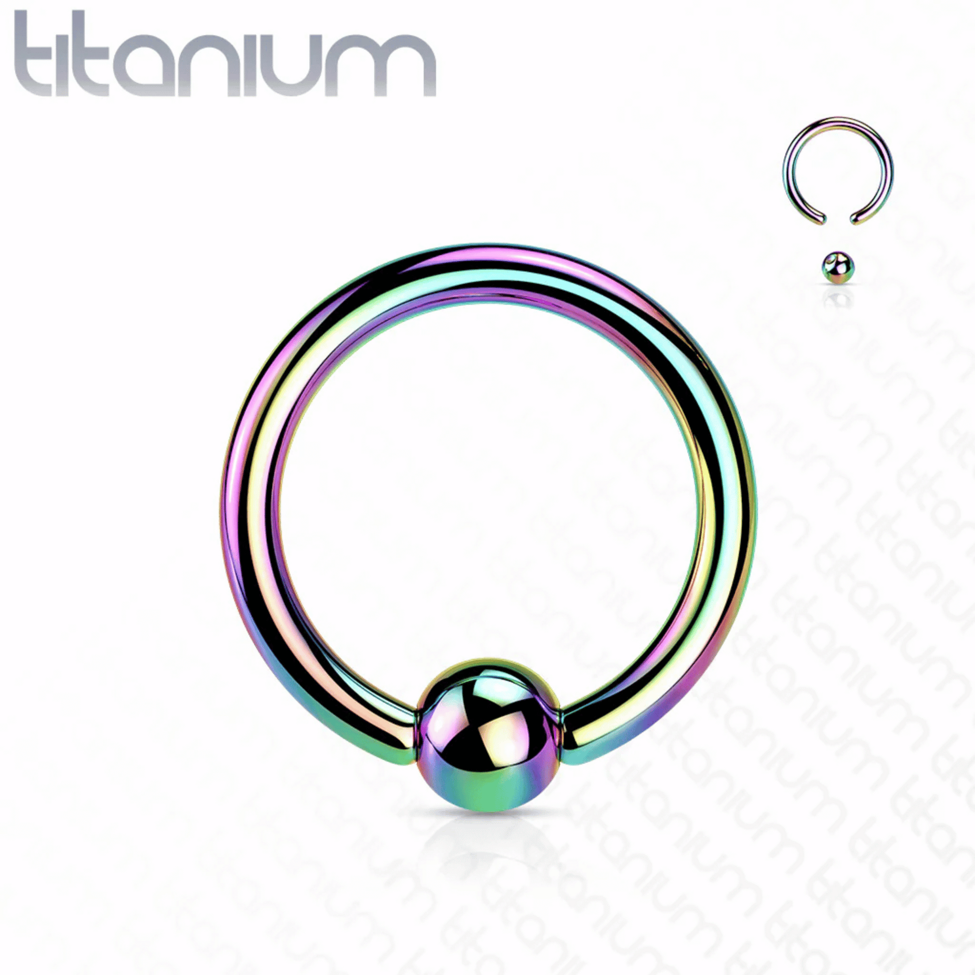 Implant Grade Titanium PVD Plated Captive Bead Ring Rainbow