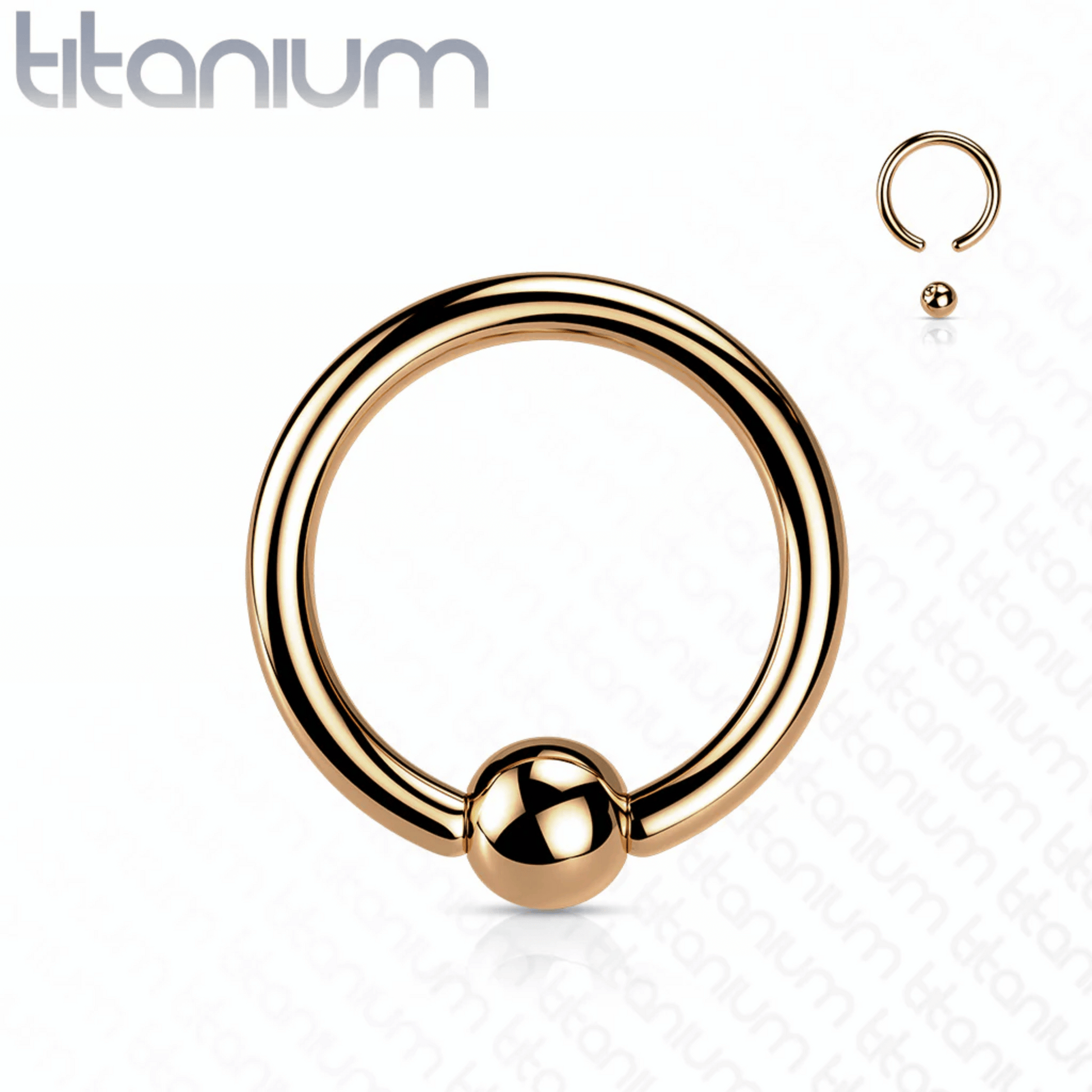 Implant Grade Titanium PVD Plated Captive Bead Ring Rose Gold