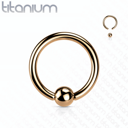 Implant Grade Titanium PVD Plated Captive Bead Ring Rose Gold