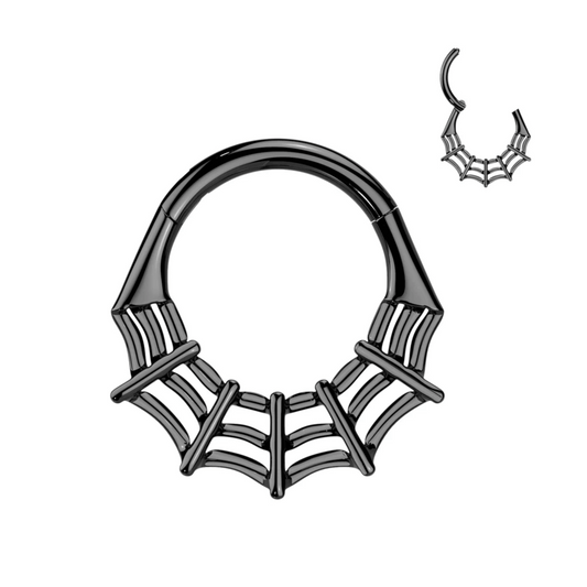 Implant Grade Titanium Spider Web Hinged Segment Ring Black