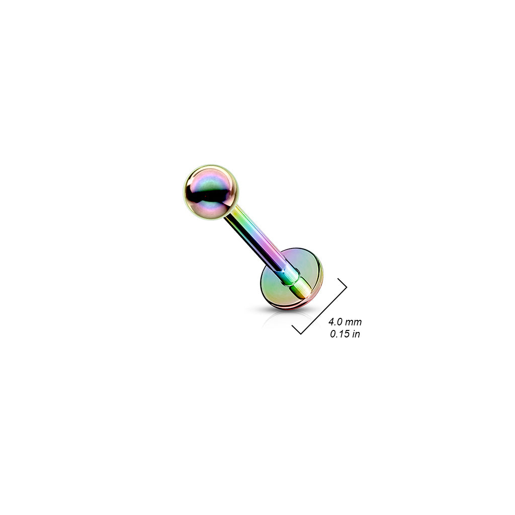 Rainbow Titanium IP Flat Back Stud with Ball