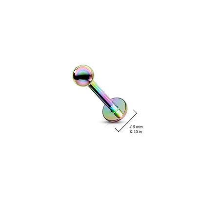 Rainbow Titanium IP Flat Back Stud with Ball