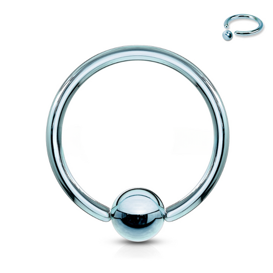 Light Blue Steel Captive Bead Ring with ball