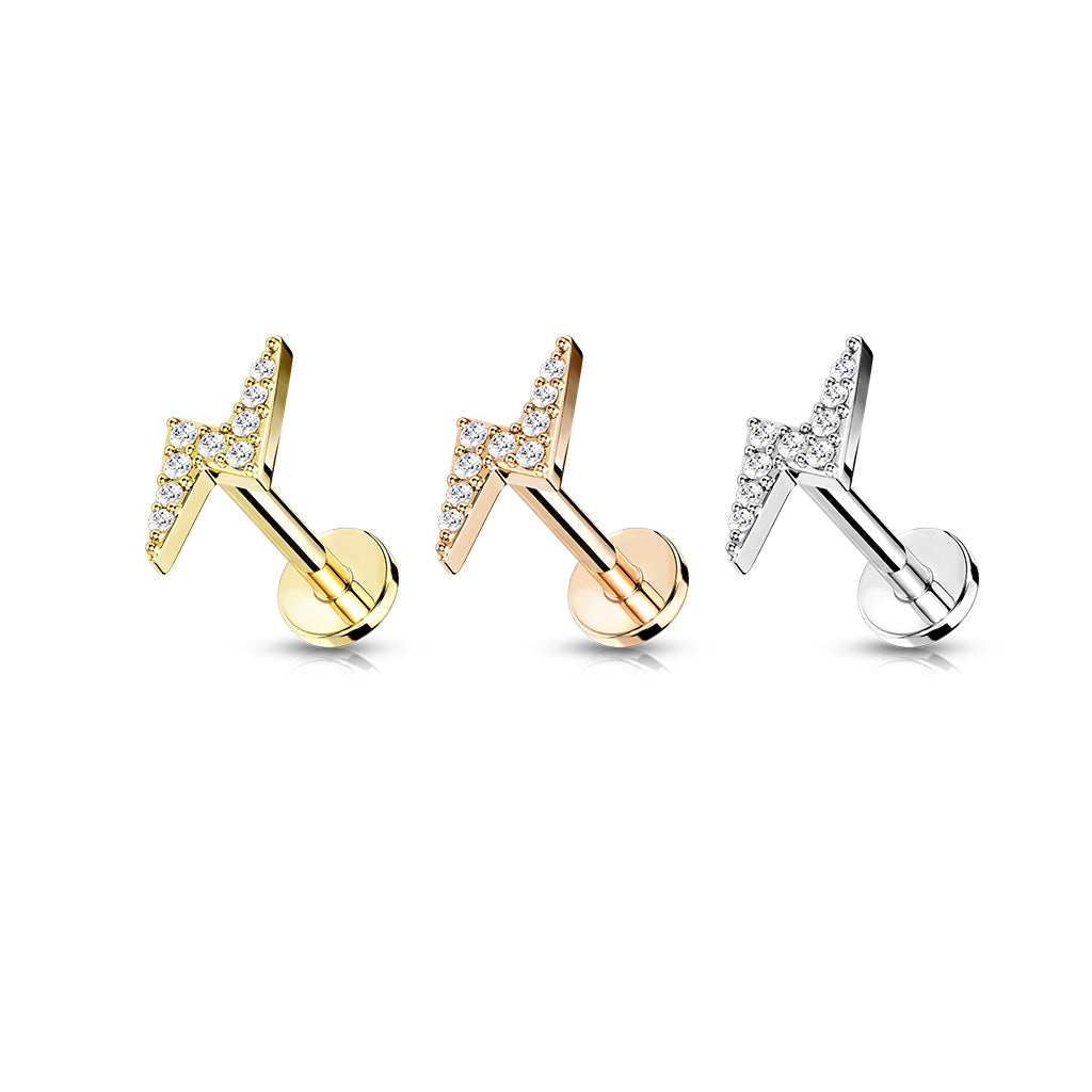 Lightning Bolt Flat Back Stud 16g