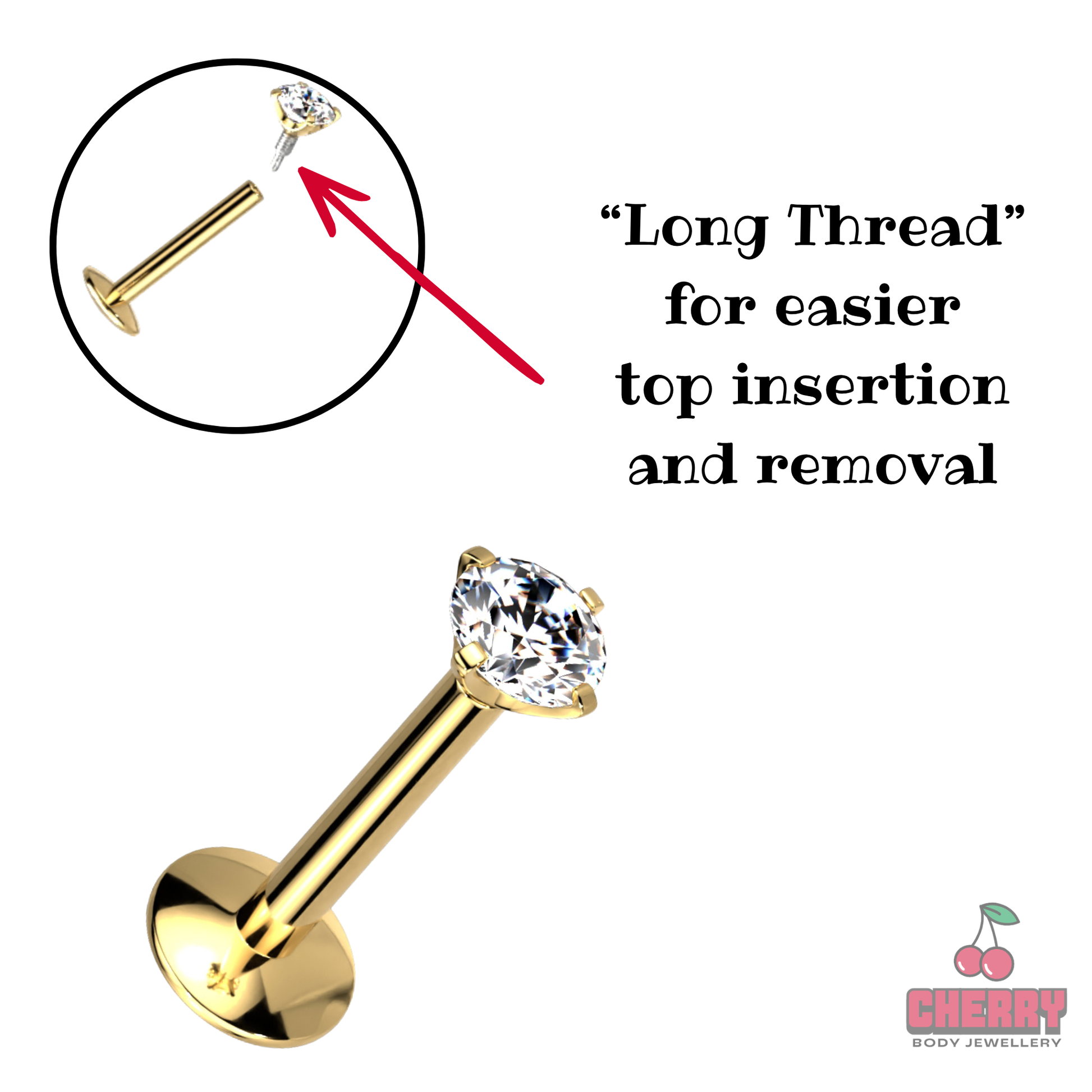 Long thread flat back stud