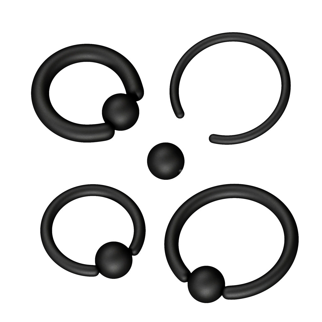 Matte Black Steel Captive Bead Ring 