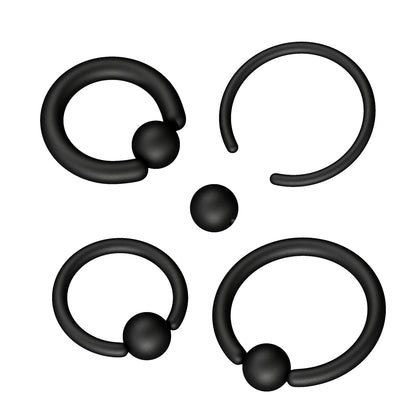Matte Black Steel Captive Bead Ring 