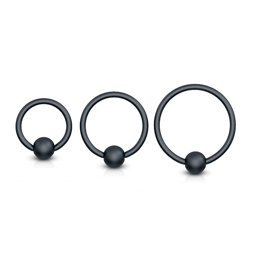 Matte Black Steel Piercing Captive Bead Ring 