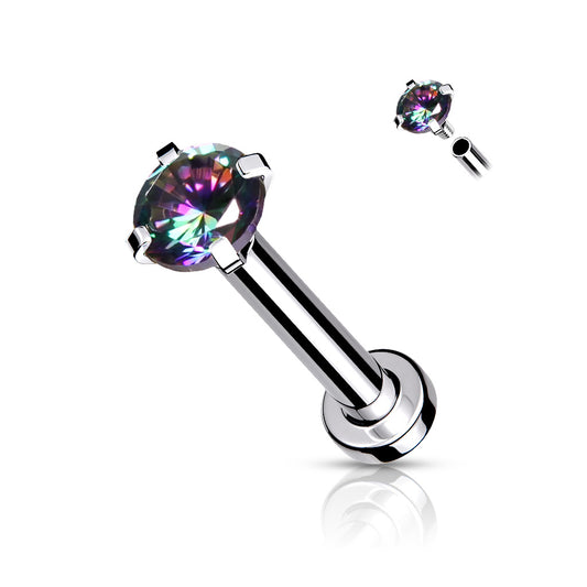 Medium Vitrail Prong Set Gem Internally Threaded Flat Back Stud