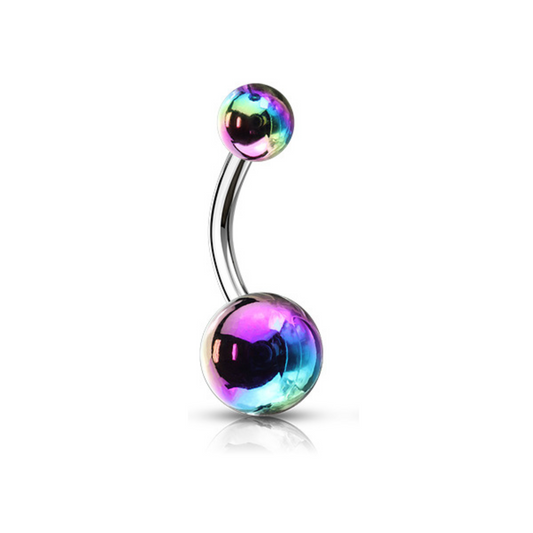 Metallic Aurora Borealis Coating Belly Navel Ring Bar Black