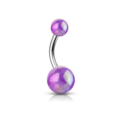 Metallic Aurora Borealis Coating Belly Navel Ring Bar Purple
