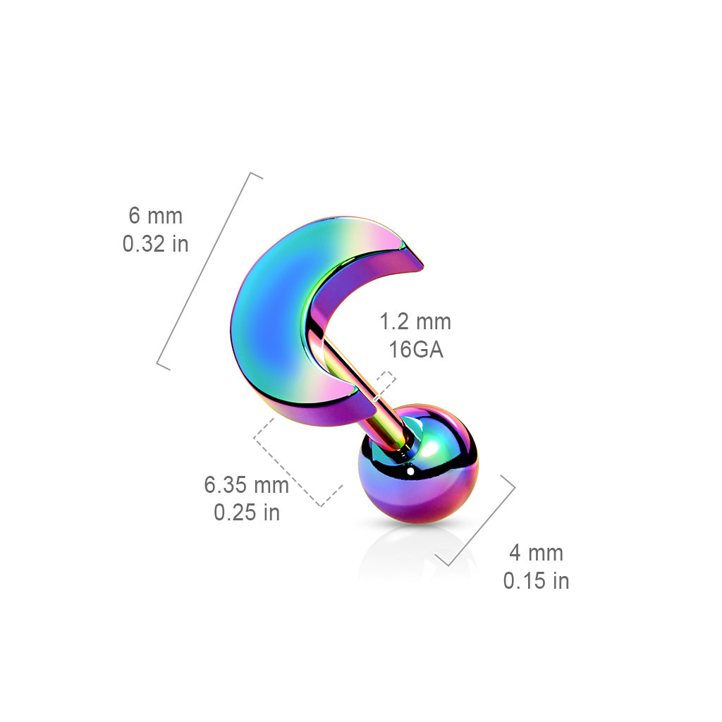 Moon Tragus Cartilage Earring Sizing