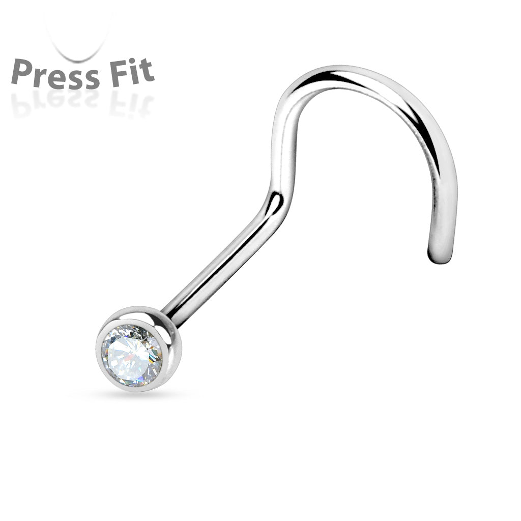 Clear Press Fit Gem Steel Nose Screw