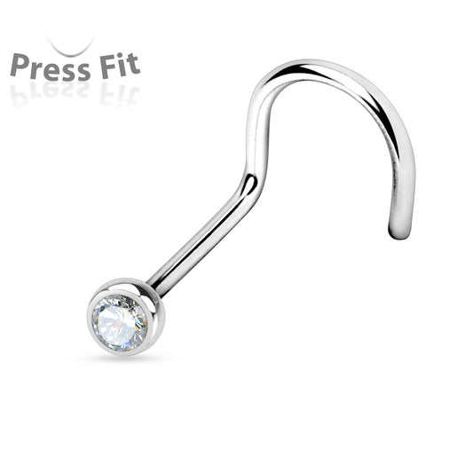Clear Press Fit Gem Steel Nose Screw