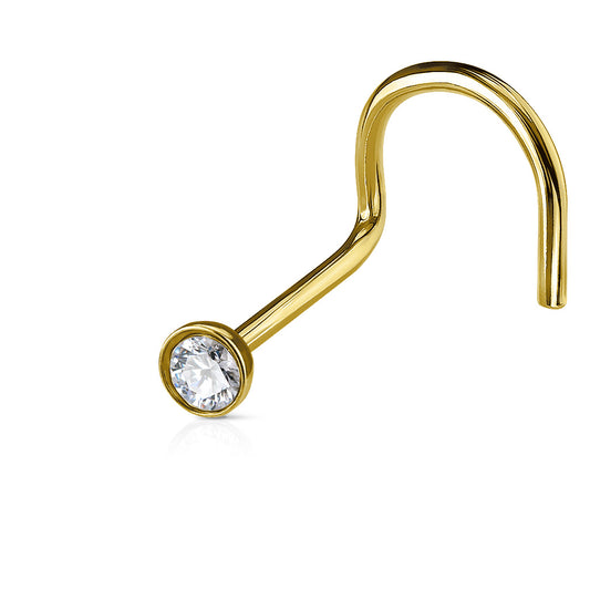 Gold Clear Gem Nose Screw